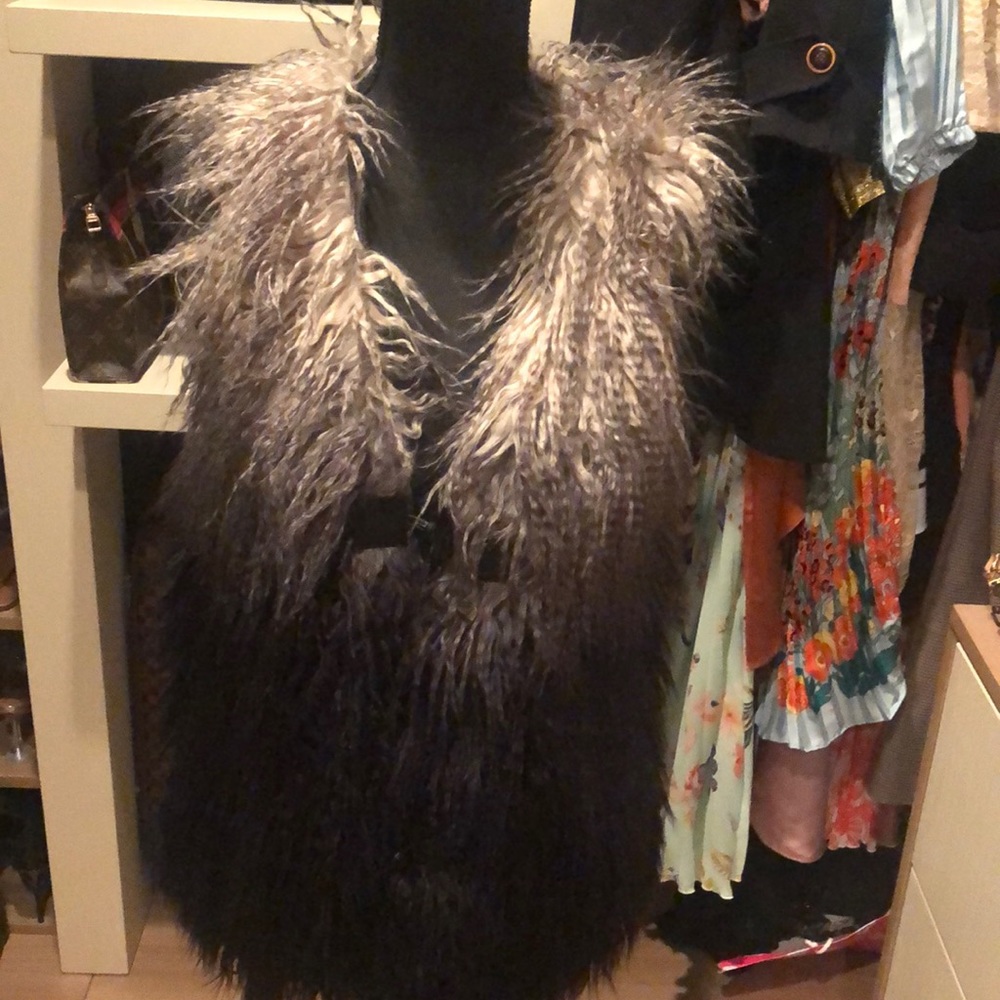 Beautiful black and gray fur vest